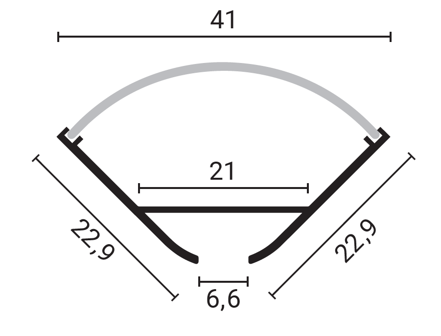 Aluminium Profile For LED Strip Silver Body White Cover L=2m - energy label