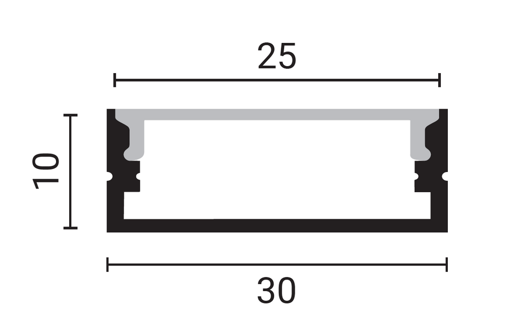 Aluminium Profile For LED Strip L=2m 30*10mm - energy label