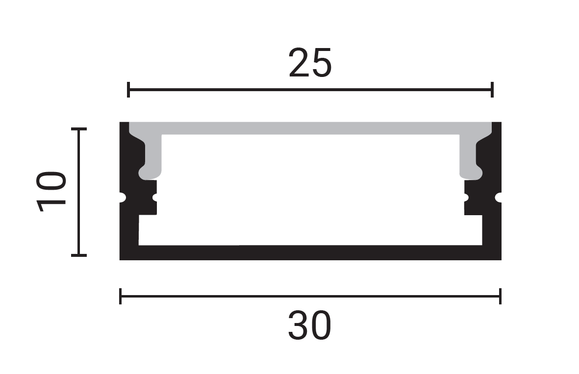 Aluminium Profile For LED Strip L=2m 30*10mm - energy label