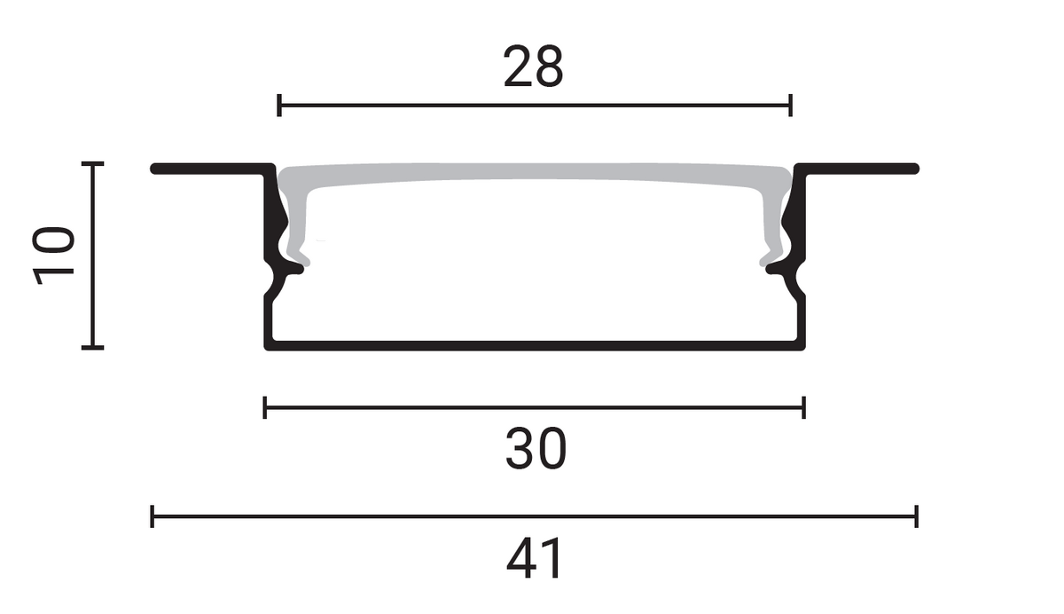 Aluminijski profil za LED traku L=2m 41*10mm - energy label