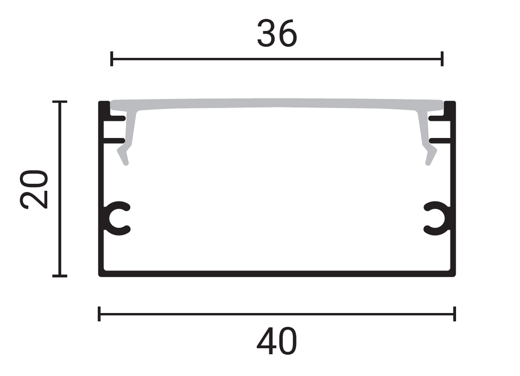 Aluminium Profile For LED Strip L=2m 40*20mm - energy label