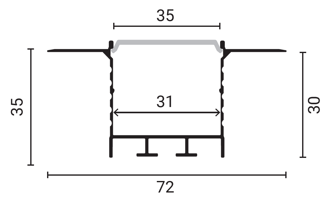 Aluminium Profile For LED Strip L=2m 71.5*35mm - energy label