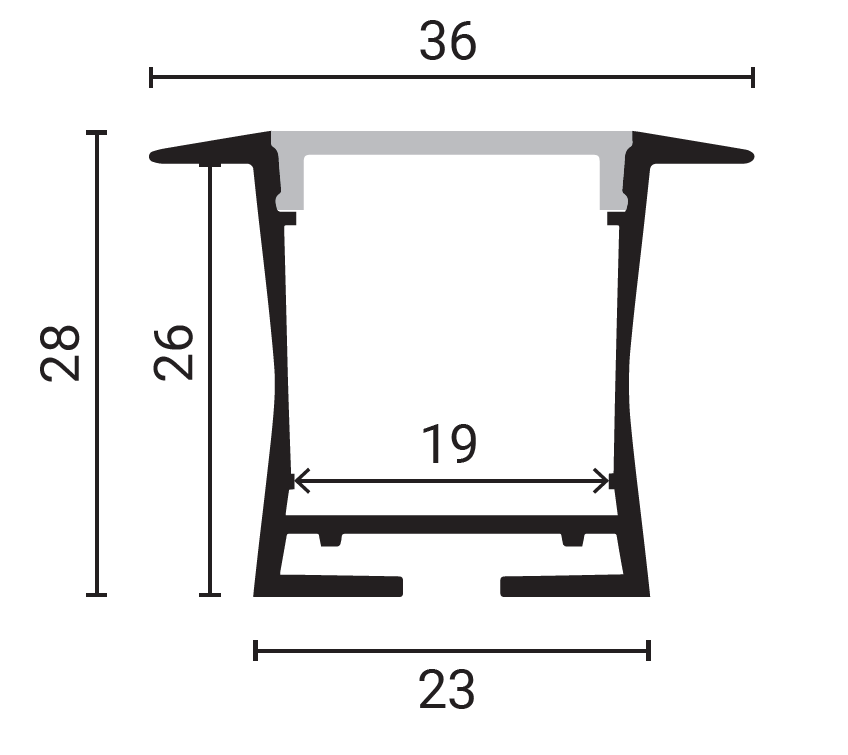 Aluminium Profile For LED Strip L=2m 36x28mm - energy label