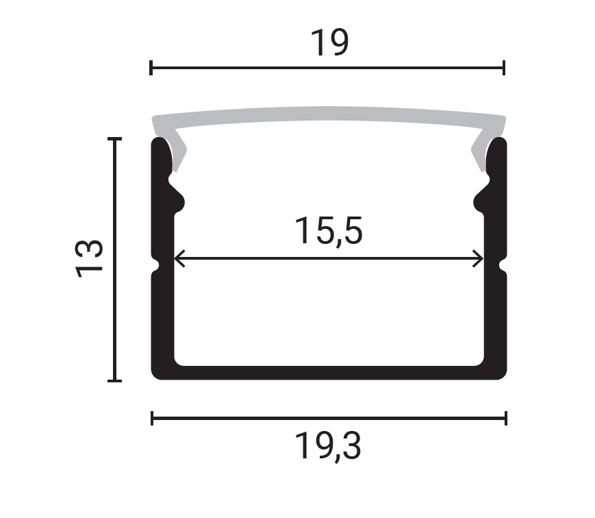 Aluminium Profile For LED Strip L=2m 19*13mm - energy label