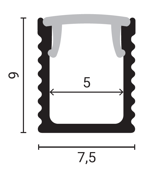 Aluminium Profile For LED Strip Silver Body and White Cover L=2 - energy label