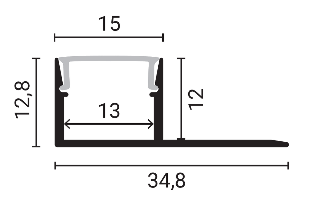 Aluminium Profile for LED Strip Silver body/White cover L=2M - energy label