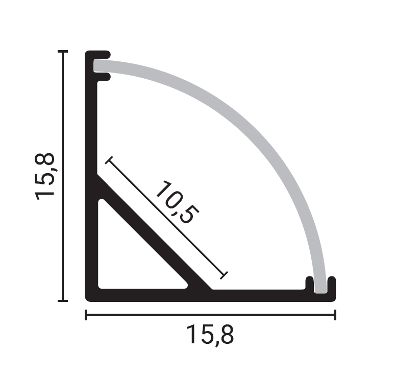 Aluminium Profile For LED Strip Ggray Angle 12mm L=2m - energy label