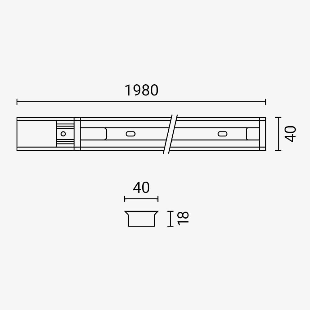 LED Track System 1 Phase 2m White - product view