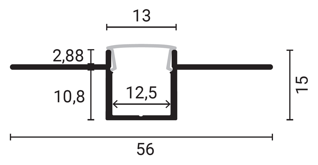 Aluminium Profile For LED Strip Gray Built In L=2m - energy label