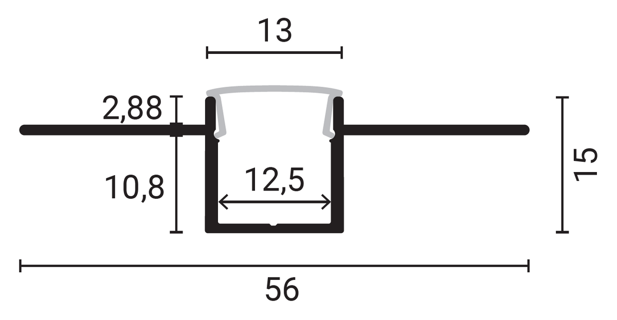 Aluminium Profile For LED Strip Gray Built In L=2m - energy label