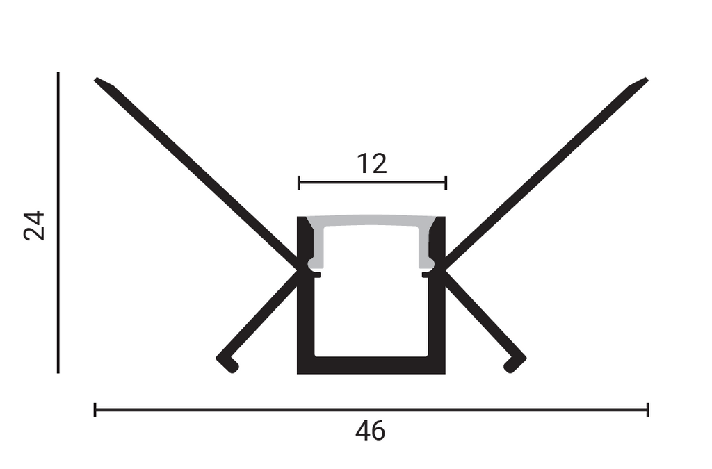 Aluminium Profile For LED Strip Ggray Built In (L=2m) - energy label