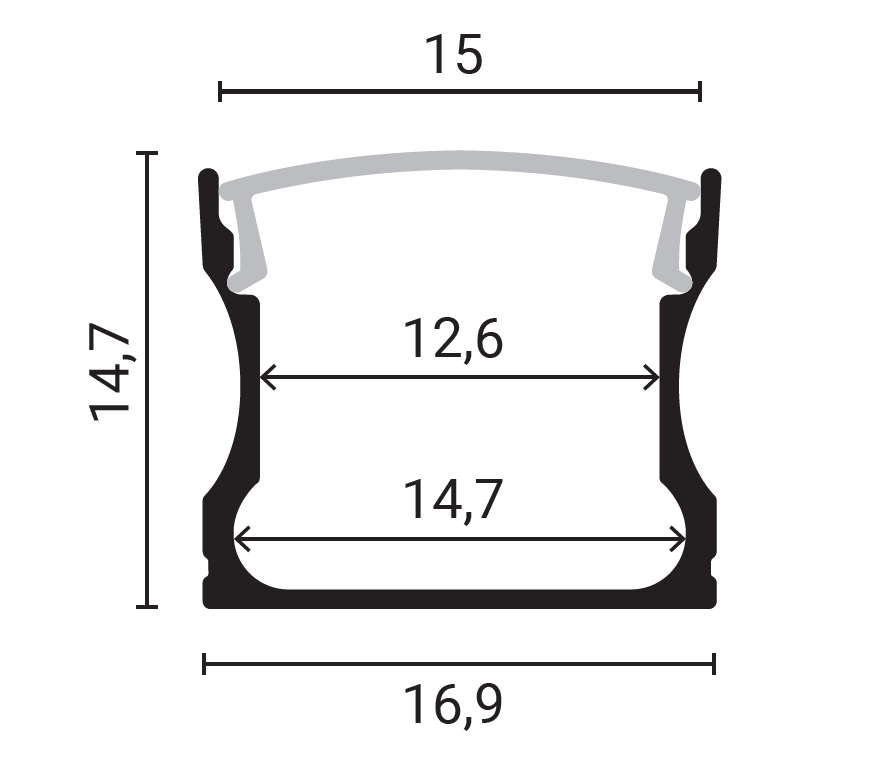 Aluminium Profile For LED Strip GRAY 12mm (L=2m) - energy label