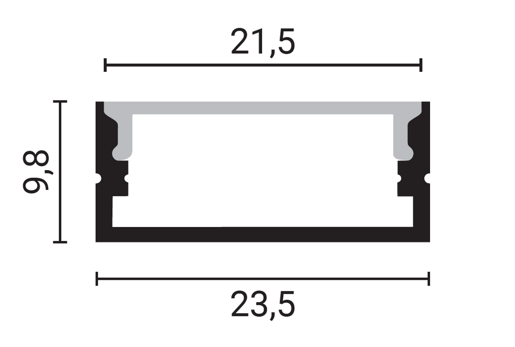 Aluminium Profile For LED Strip Ggray 10mm L=2m - energy label