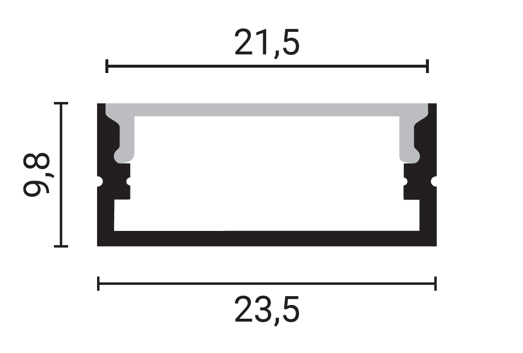 Aluminium Profile For LED Strip Ggray 10mm L=2m - energy label