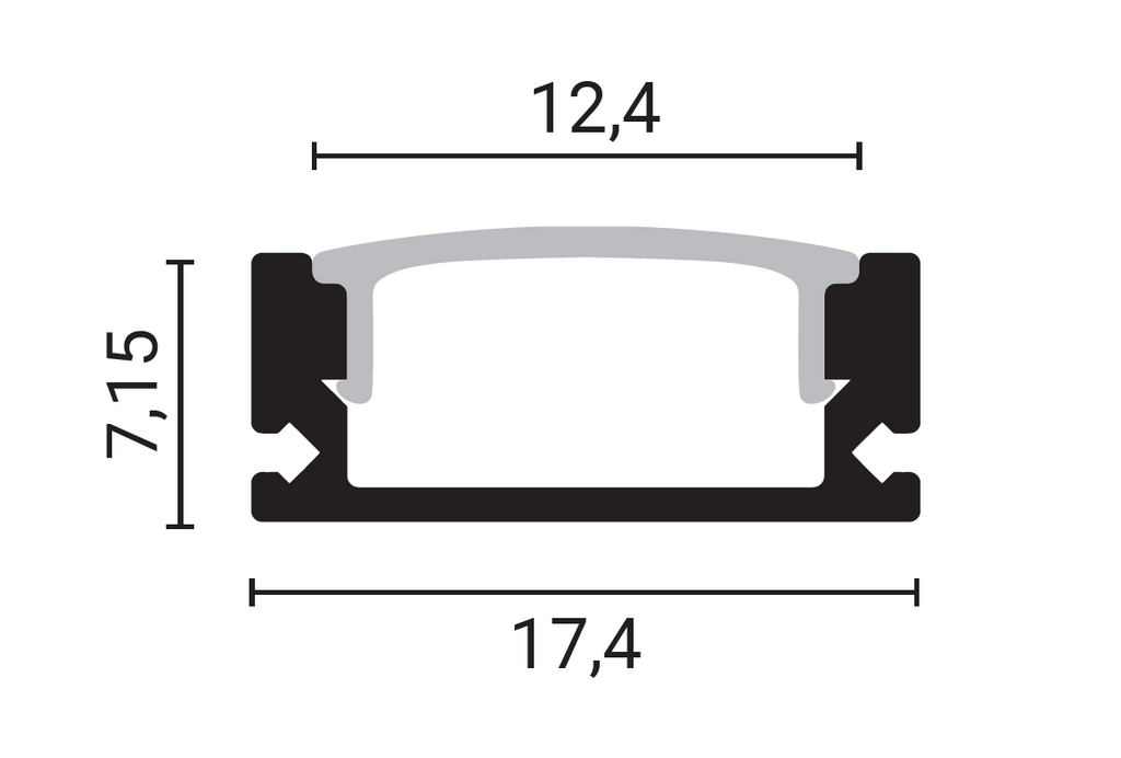Aluminium Profile For LED Strip H6mm L=2m - energy label