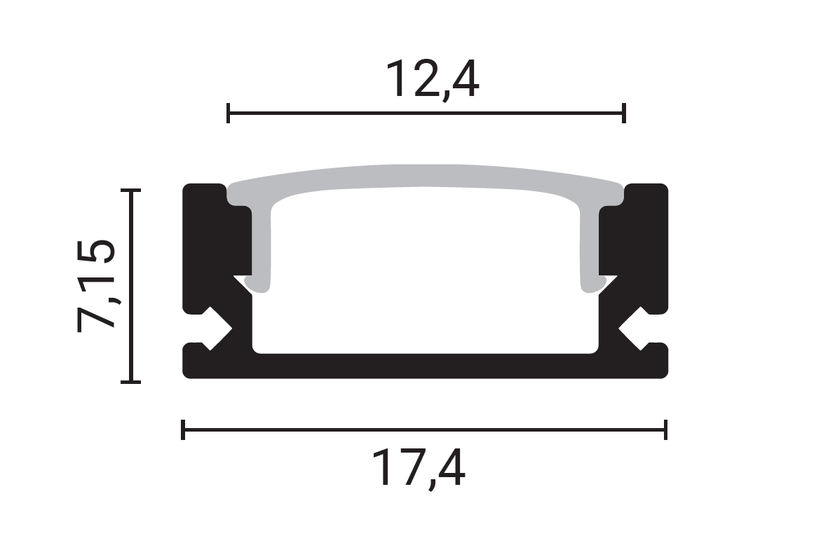 Aluminium Profile For LED Strip H6mm L=2m - energy label