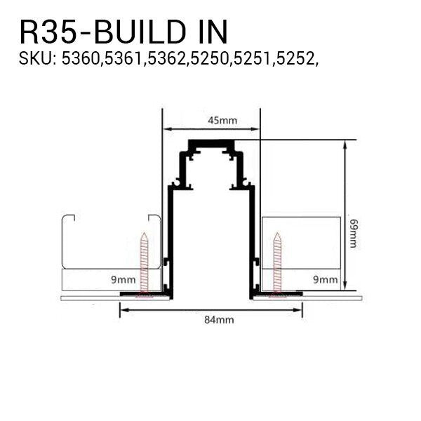 Track System Three-Phase R35 Build-in - White - product view