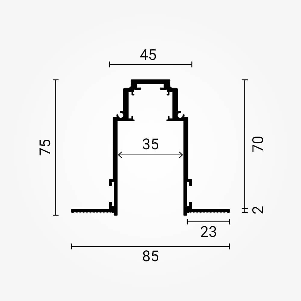 Built-In Surface Magnetic Track System R35 - product view