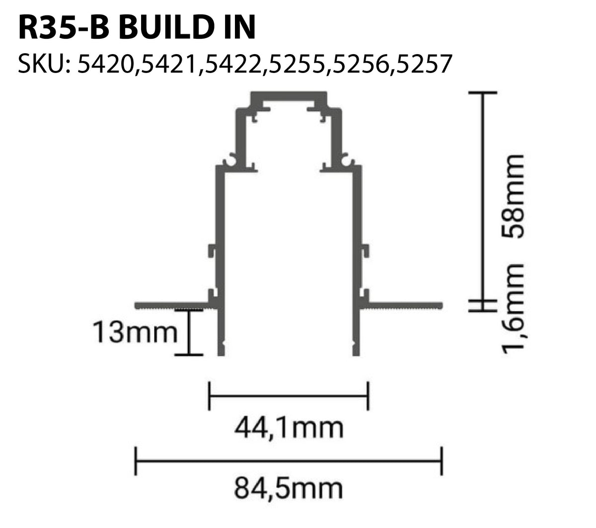 Track System Three-Phase R35B Build-in - White - product view