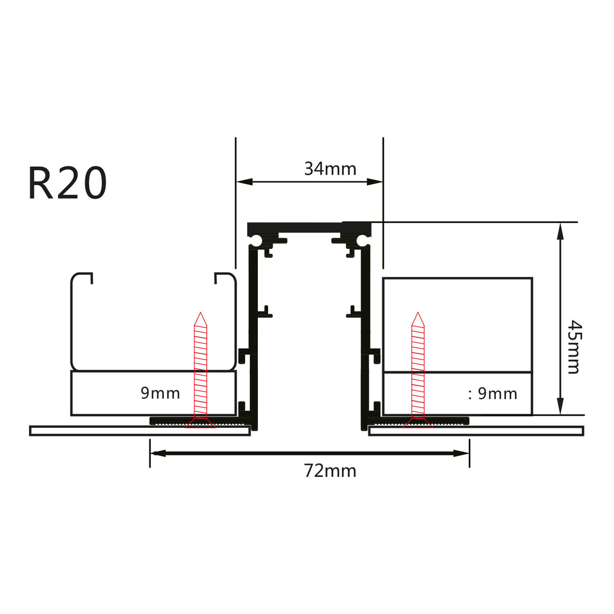 Magnetic Track System 3 Phases - Built-In R20 - product view