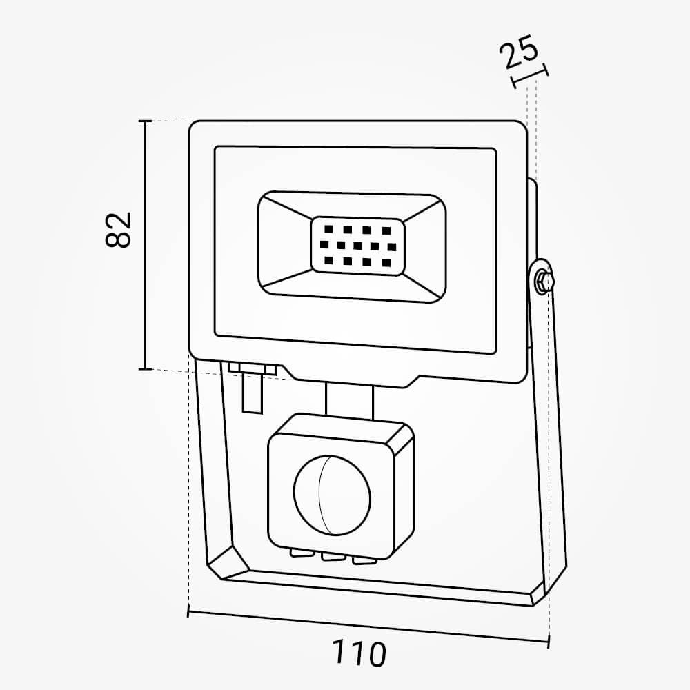 LED SMD Floodlight Black City Line With PIR Sensor - image 4