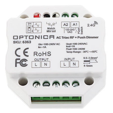 C TRIAC RF Димер S1-B 100-240VAC RF2.4G 1A*1CH 110W/220W(110V/220V)