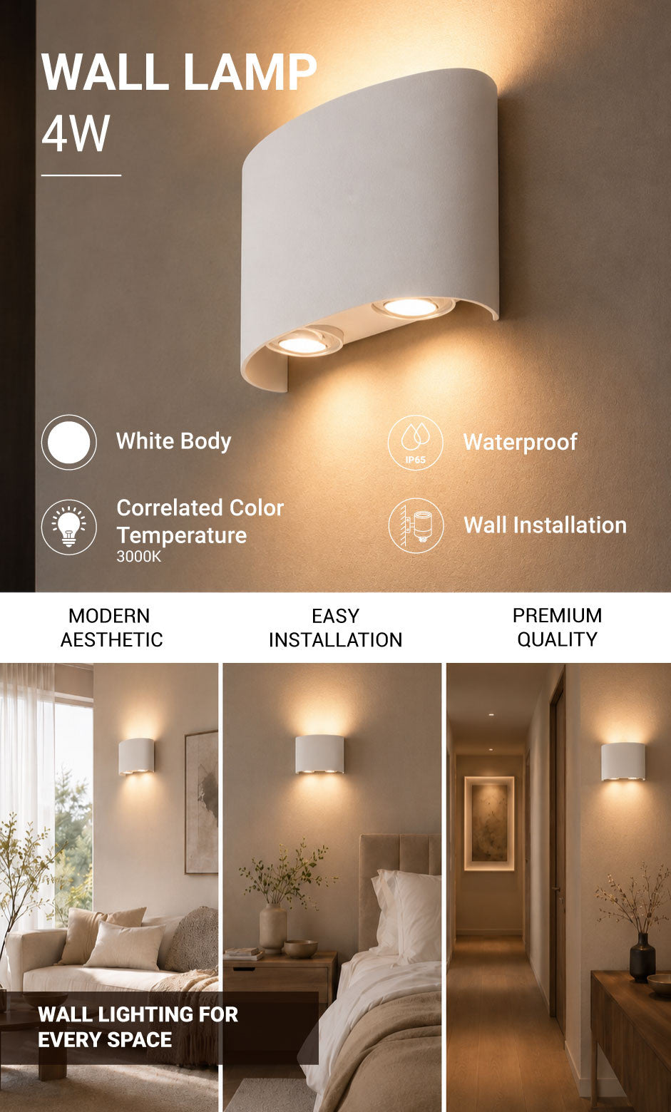 LED Wall Light - White - product view