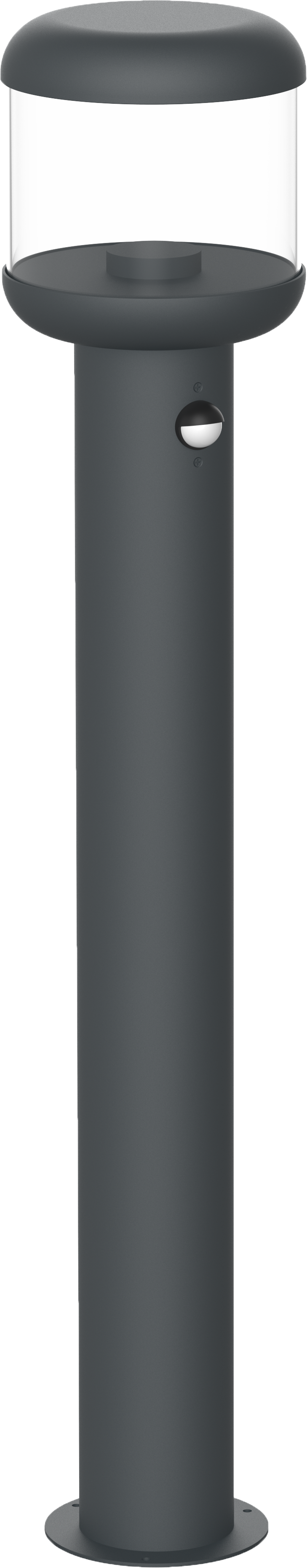 Aluminijska ulična svjetiljka s prozirnim PC difuzorom, E27 grlo, IP54, + PIR senzor