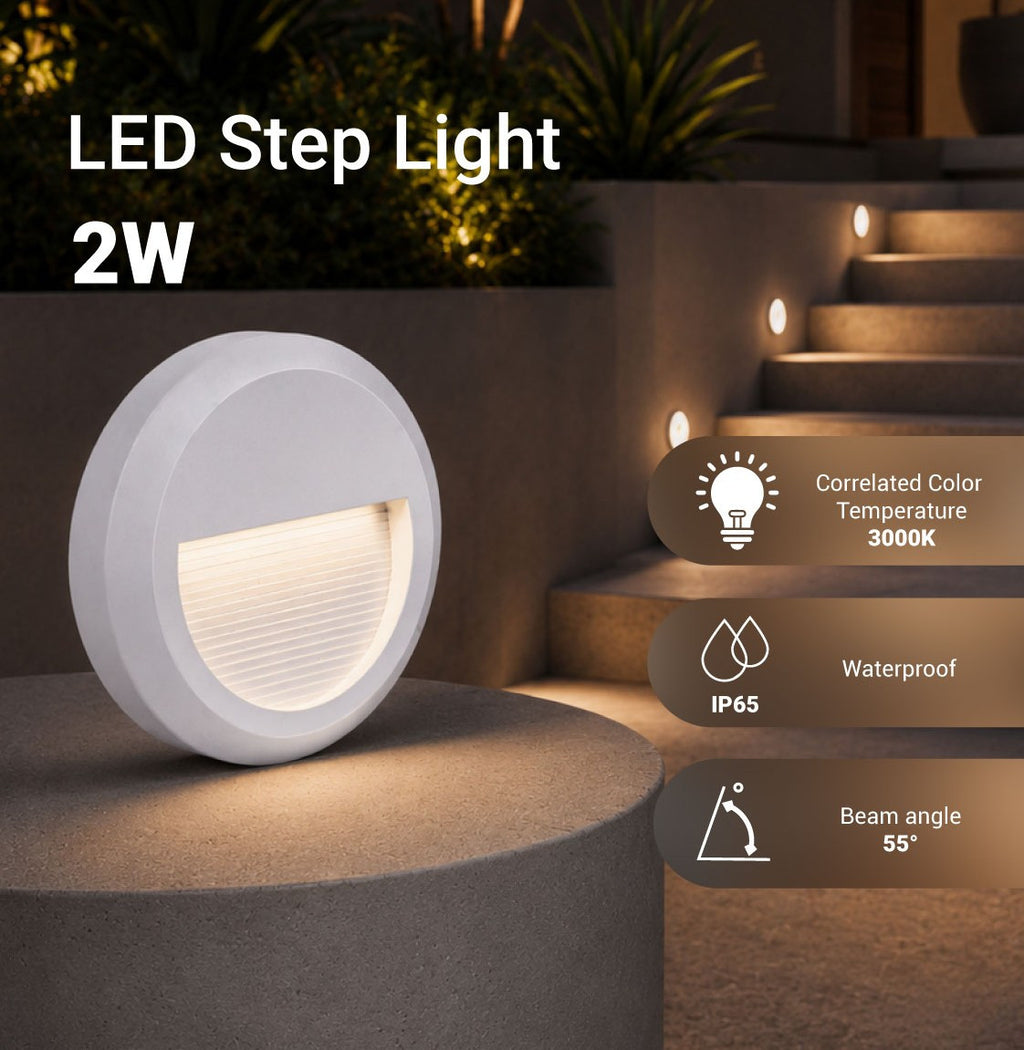 LED Step Light Round White - product view