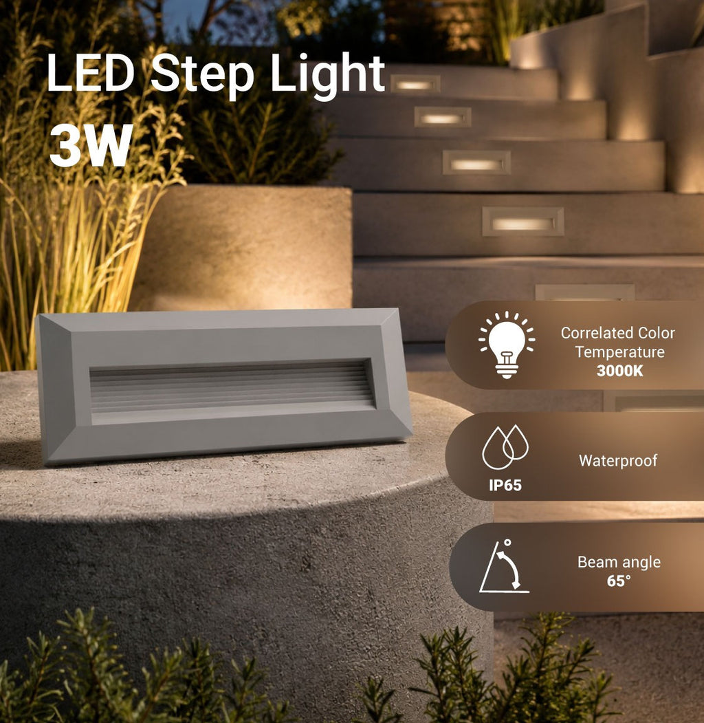 LED Step Light Rectangular Grey - product view