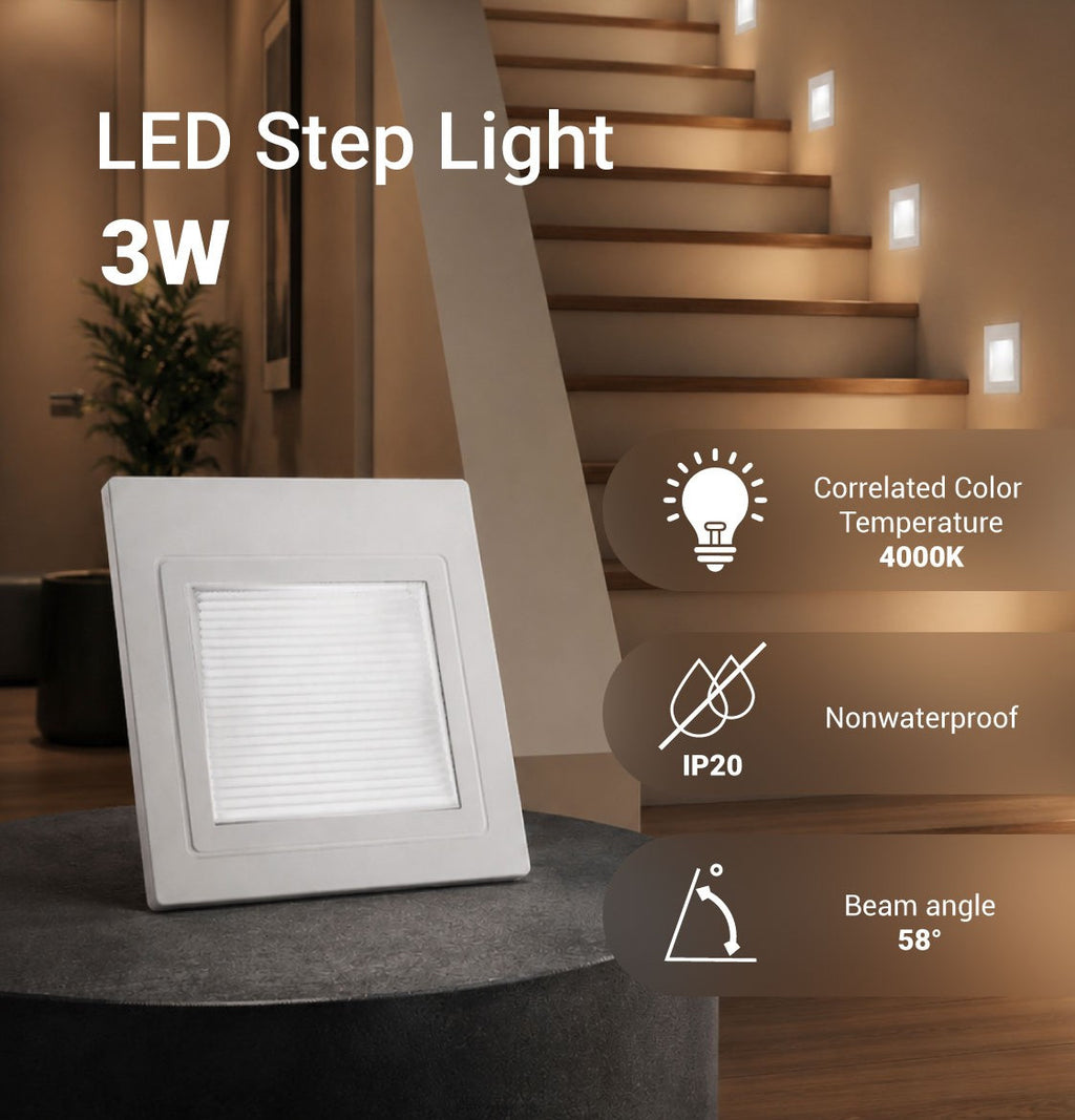LED Step Light White Square - product view