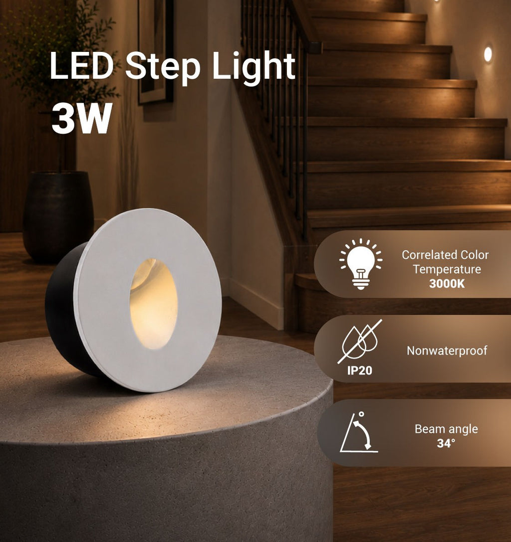 LED Step Light White Round - product view