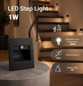 LED Step Light Square 1W 3000K IP20 Black + Sensor - product view