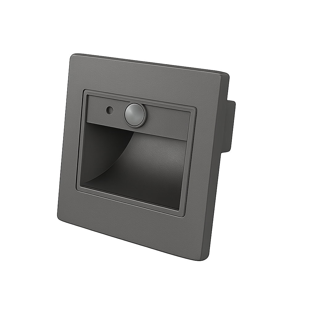 LED Step Light Square 1W 3000K IP20 Grey + Sensor