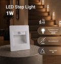 LED Step Light Square 1W 3000K IP20 White + Sensor - product view
