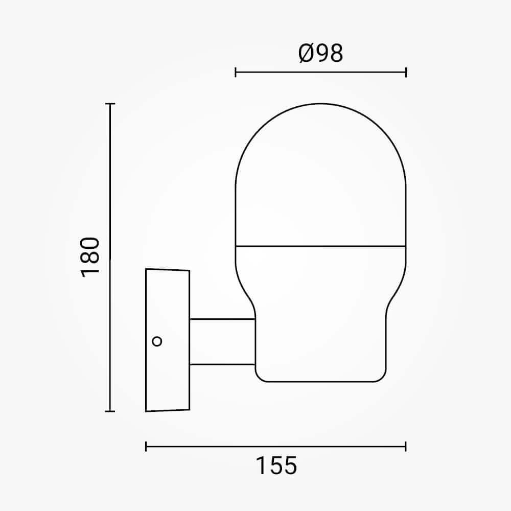 Zidna lampa aluminij IP44 1xE27 crno kućište - product view
