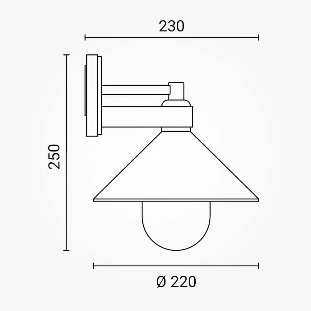 Zidna lampa aluminij IP44 1xE27 crno kućište - product view