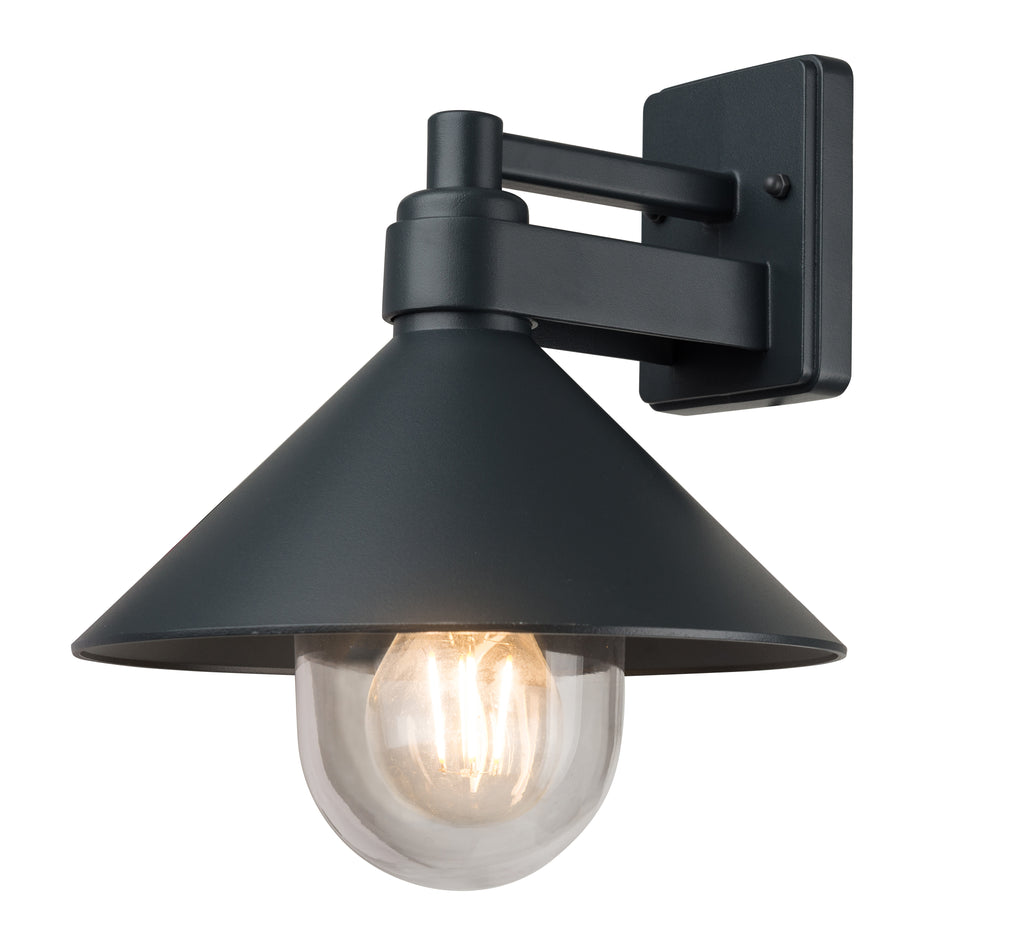 Zidna lampa aluminij IP44 1xE27 crno kućište