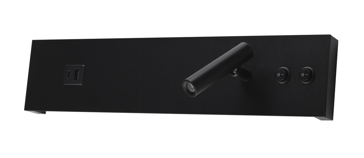 LED Cabinet Light 11W IP20 with ON/OFF - Switch + USB Black 3000K