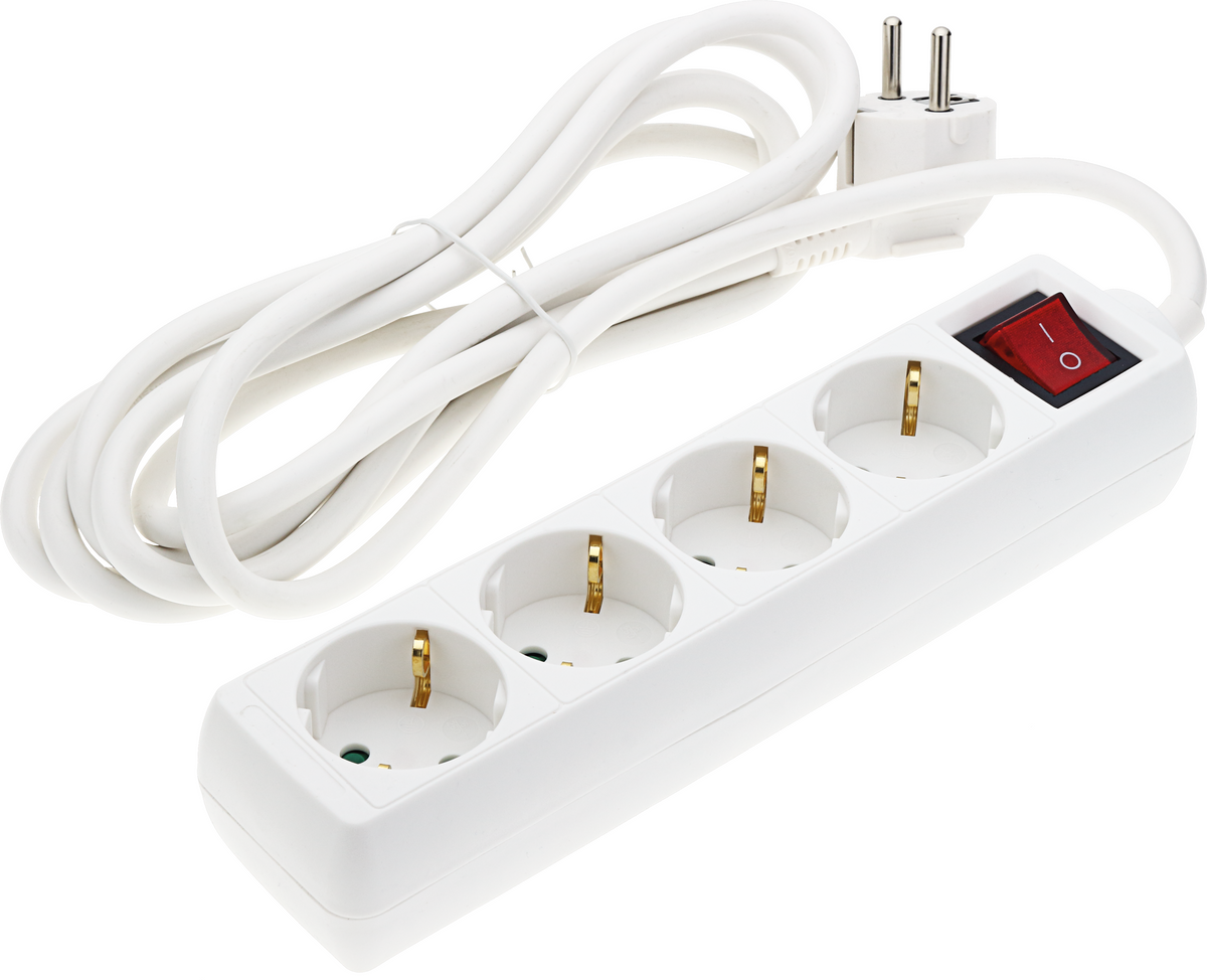 Power Strip 4 Sockets + ON/OFF button