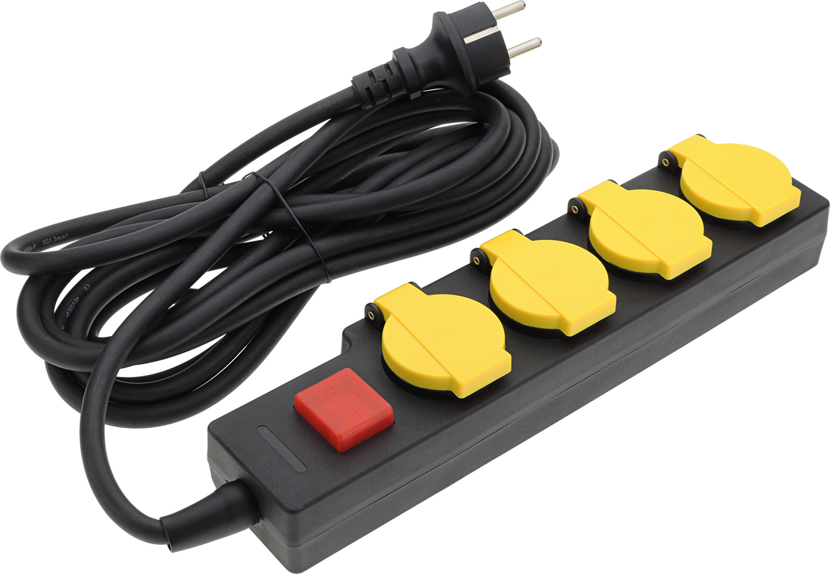 Power Strip 4 Sockets IP44 + ON/OFF button