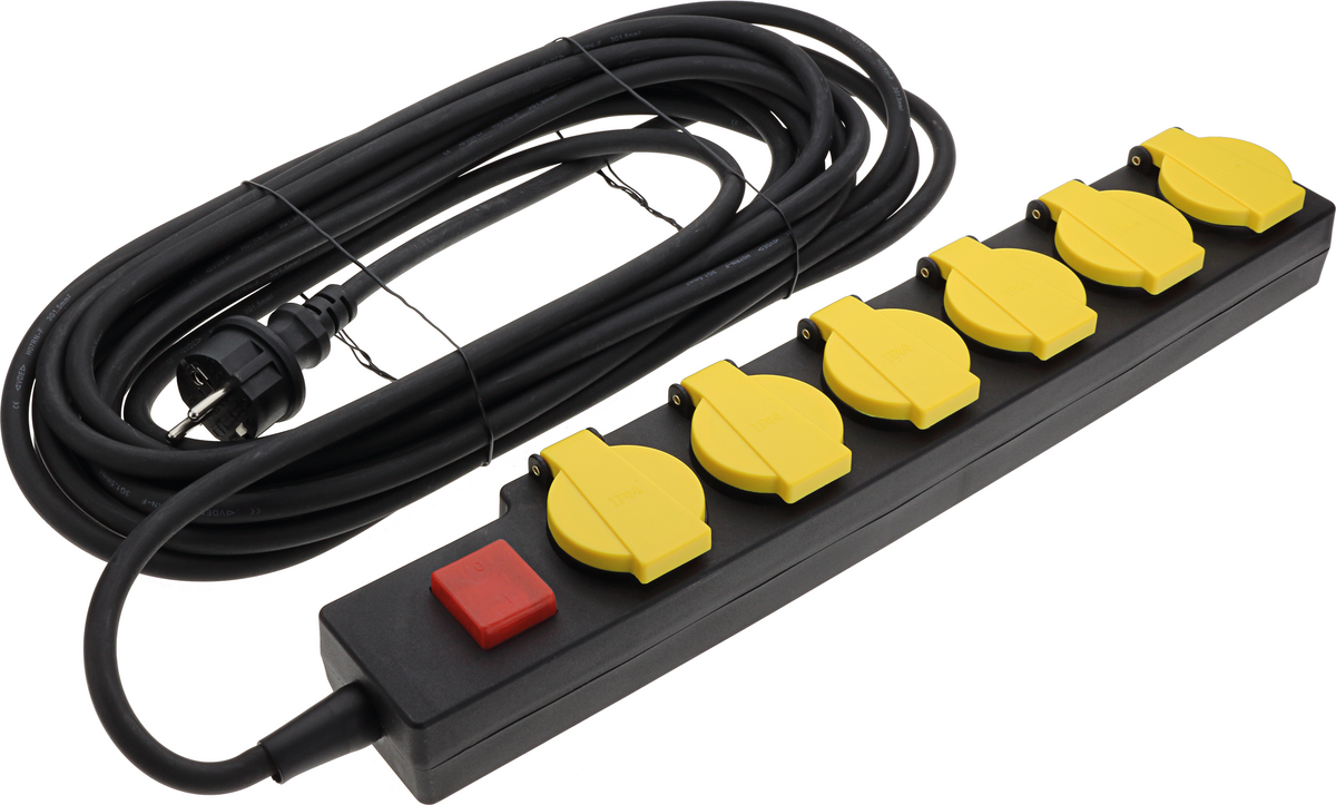 Power Strip 6 Sockets IP44 + ON/OFF button