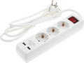 Power Strip 3 Sockets + ON/OFF button and 2xUSB