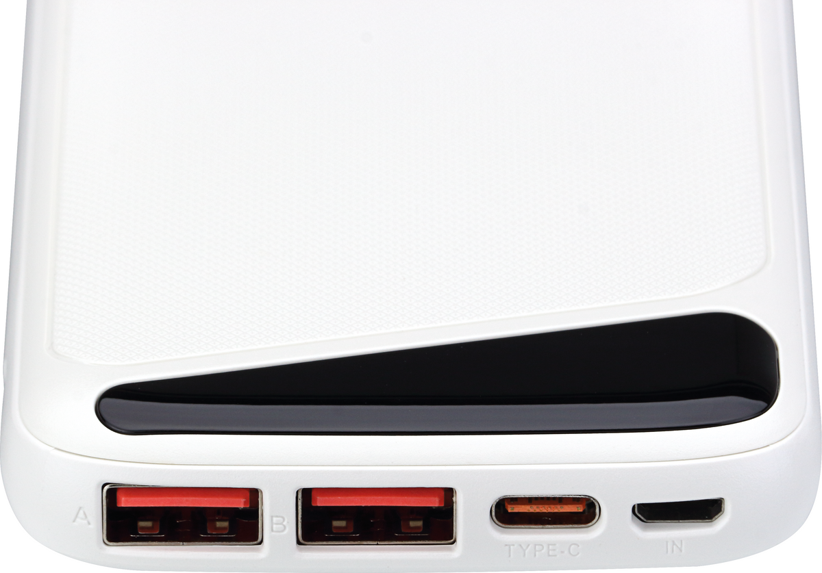 POWER BANK 10000mAh 3.7V WHITE MICRO/TYPE-C MAX-OUTPUT:DC22.5W - energy label