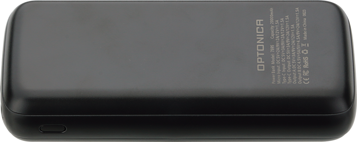POWER BANK 20000mAh 3.7V BLACK MICRO/TYPE-C MAX-OUTPUT:DC22.5W - product view