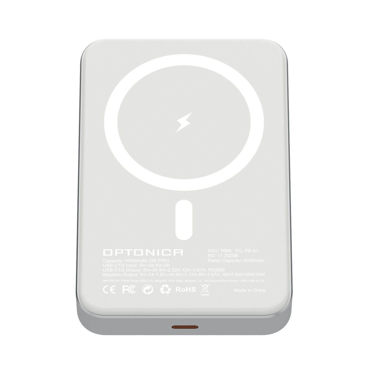Power Bank 10000mAh 5V White TYPE-C - product view