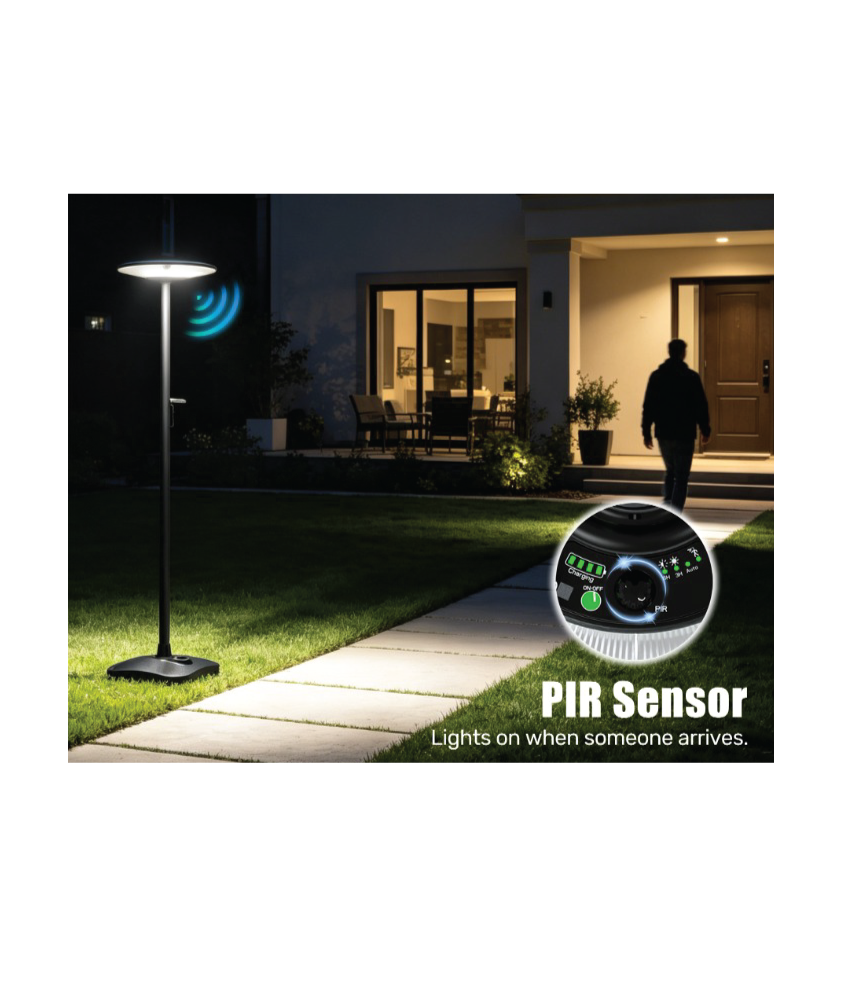 LED Solar Garden/Park Lamp CCT Black +2.5M Pole + Water Tank IP65 + Remote Control - image 10