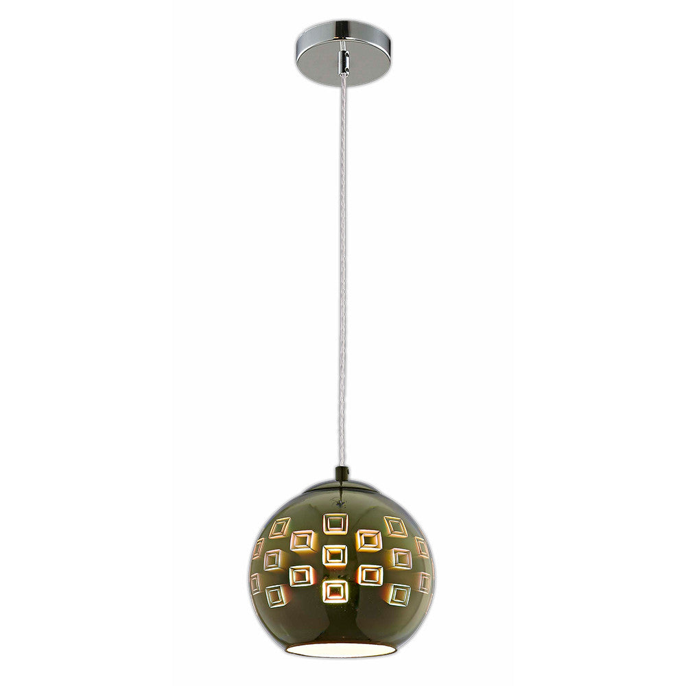 3D Glass Pendant Chrome Squares
