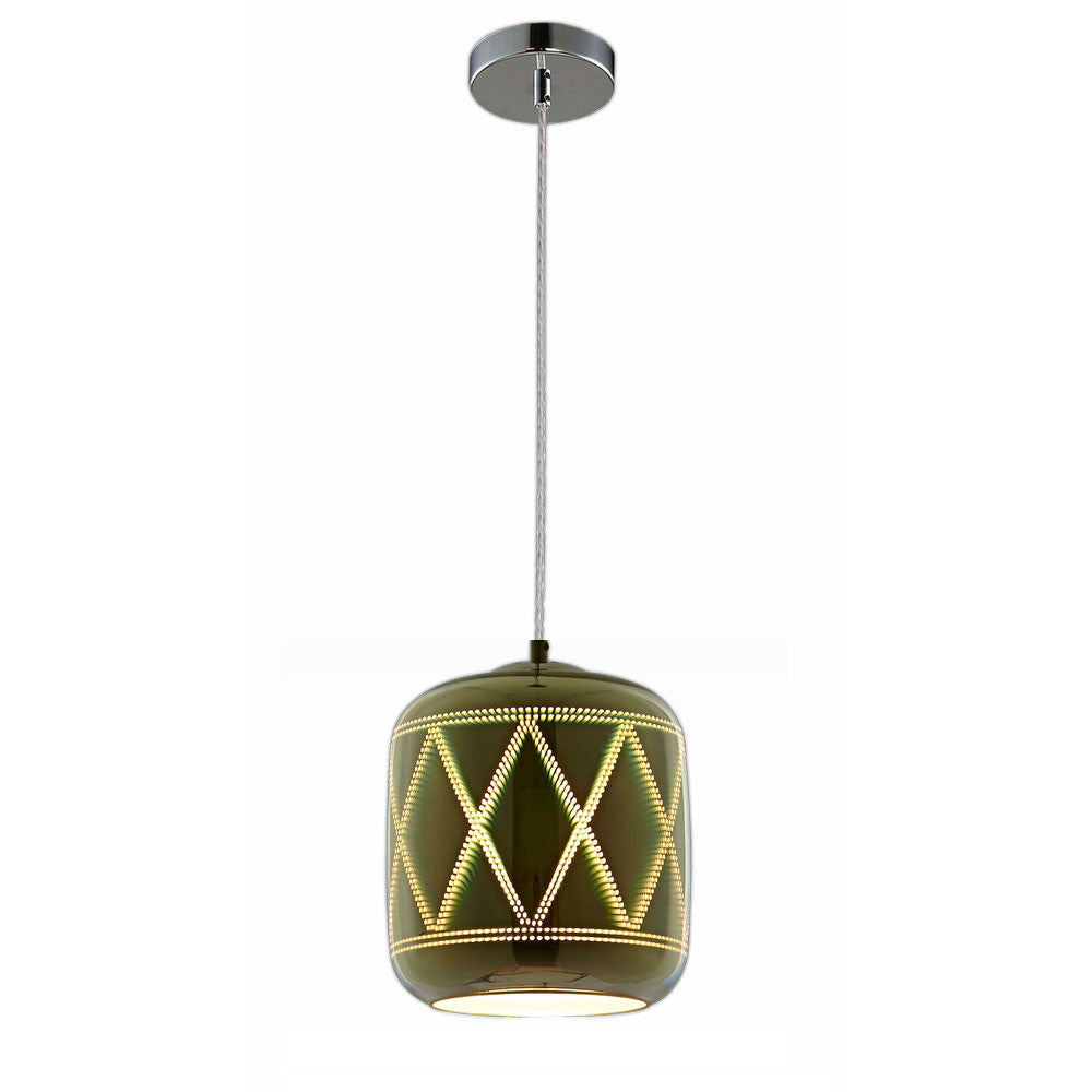 3D Glass Pendant D200 Chrome Rombus