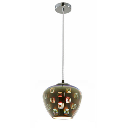 3D Glass Pendant D200 Chrome Circle